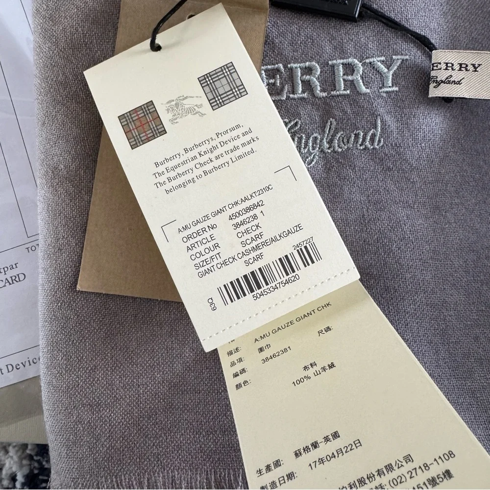 Burberry Gray and Pink Scarf Ombré Cashmere Silk Blend Quiet Luxury